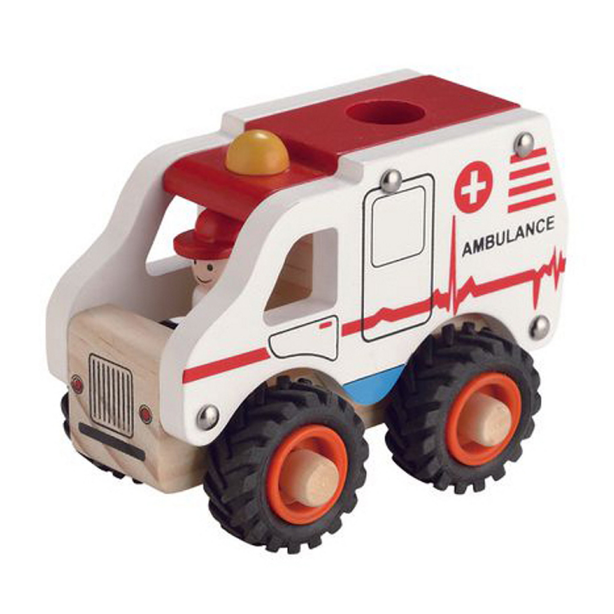 Wooden toy ambulance