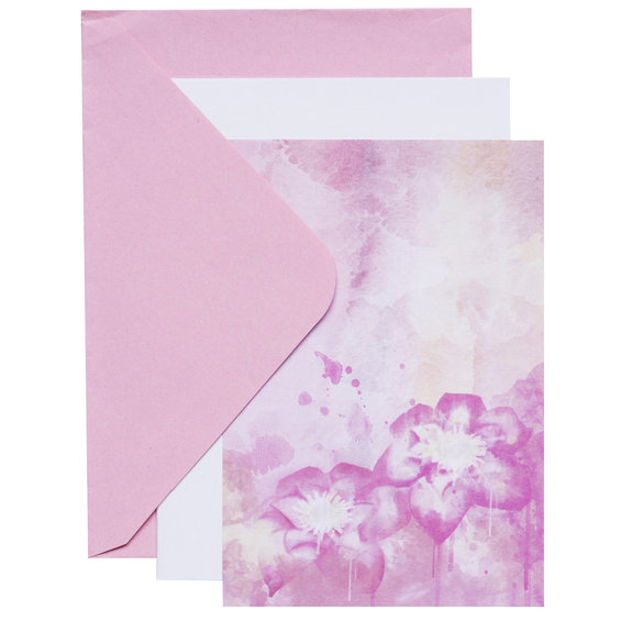 Kortkit A6 blomma rosa 10p