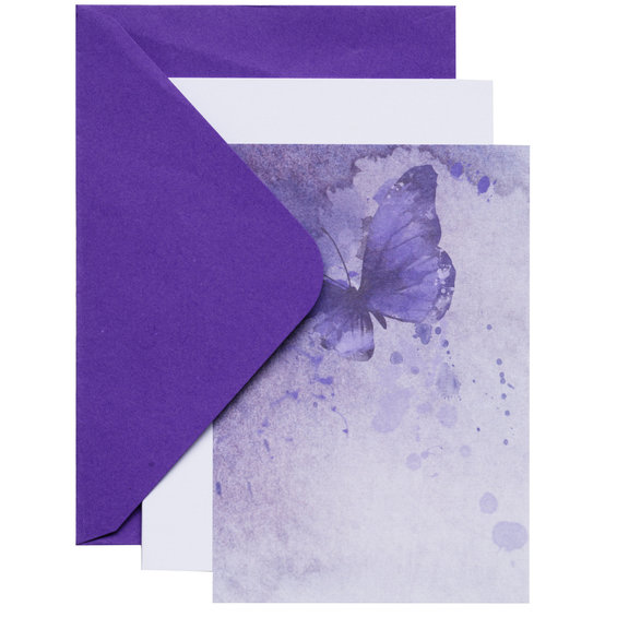 Kortkit A6 fjäril lila 10p